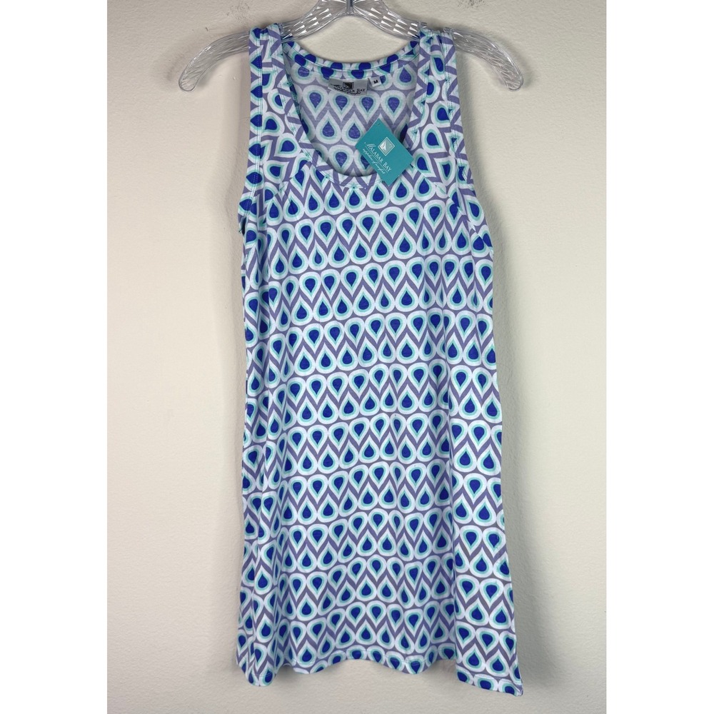 Malabar Bay Tank Dress Women M Blue Purple Teardrop Geometric Organic Cotton Slp